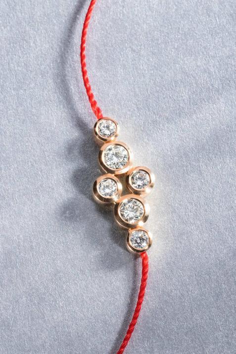 String bracelet with 0.4ct diamonds in rose gold bezel setting - Redline - 0++