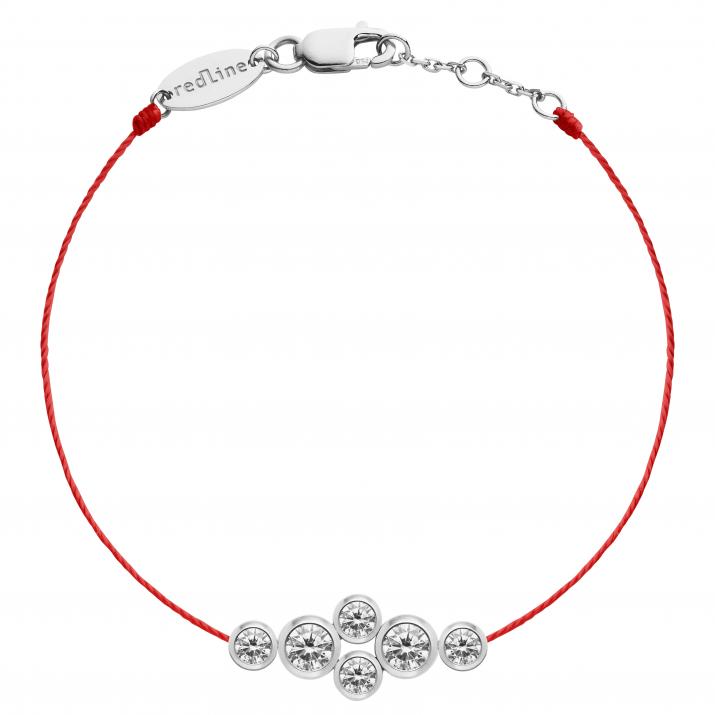 String bracelet with 0.4ct diamonds in white gold bezel setting - Redline - 0++