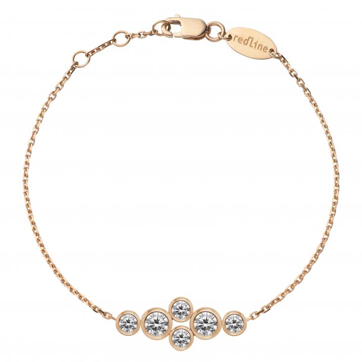 Chain bracelet with 0.4ct diamonds in rose gold bezel setting - Redline - 0++