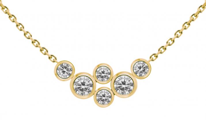 Chain necklace with 0.4ct diamonds in yellow gold bezel setting - Redline - 0++