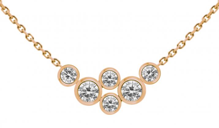 Chain necklace with 0.4ct diamonds in rose gold bezel setting - Redline - 0++