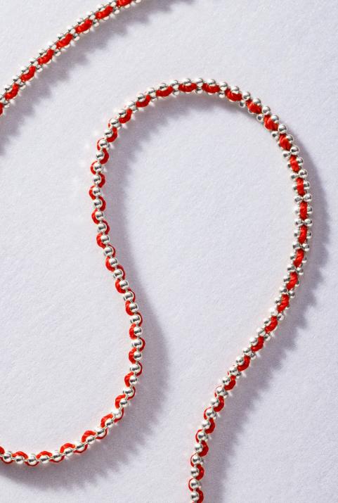 Entwined string and chain choker necklace in white gold - Redline - 0++