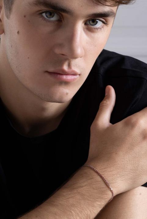 Entwined string and chain bracelet in black gold - Redline - 0++