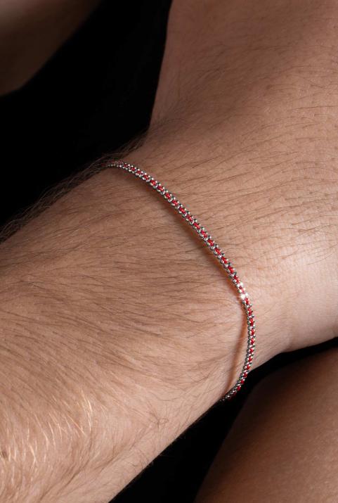 Entwined string and chain bracelet in black gold - Redline - 0++