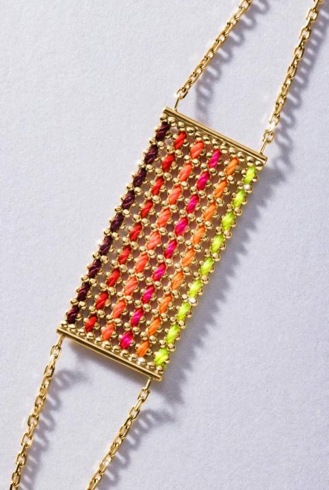 Multi-chain rectangular shape bracelet in yellow gold - Redline - 0++