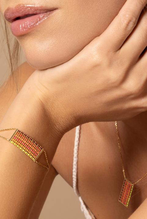 Multi-chain rectangular shape bracelet in yellow gold - Redline - 0++