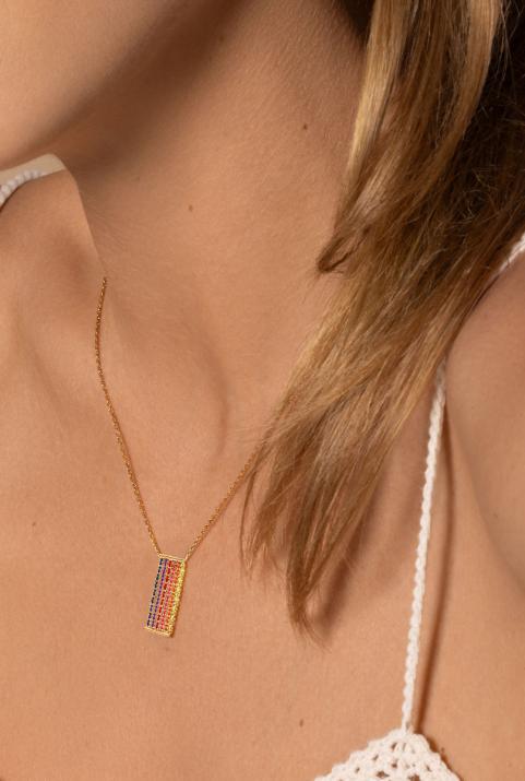 Rectangular shape yellow gold chain necklace - Redline - 0++