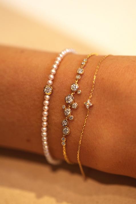 Chain bracelet with 0.65ct diamonds in yellow gold bezel setting - Redline - 0++