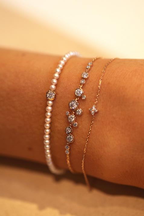 Chain bracelet with 0.65ct diamonds in rose gold bezel setting - Redline - 0++