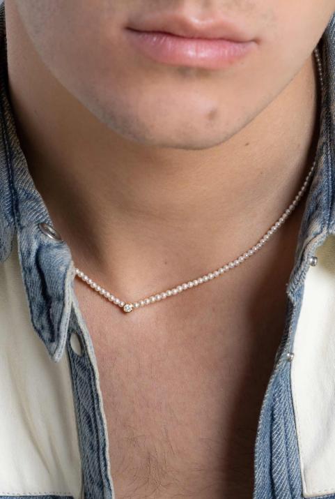 女性ネックレスダイヤモンド＆パールピュアピンクゴールド - Redline - 0++