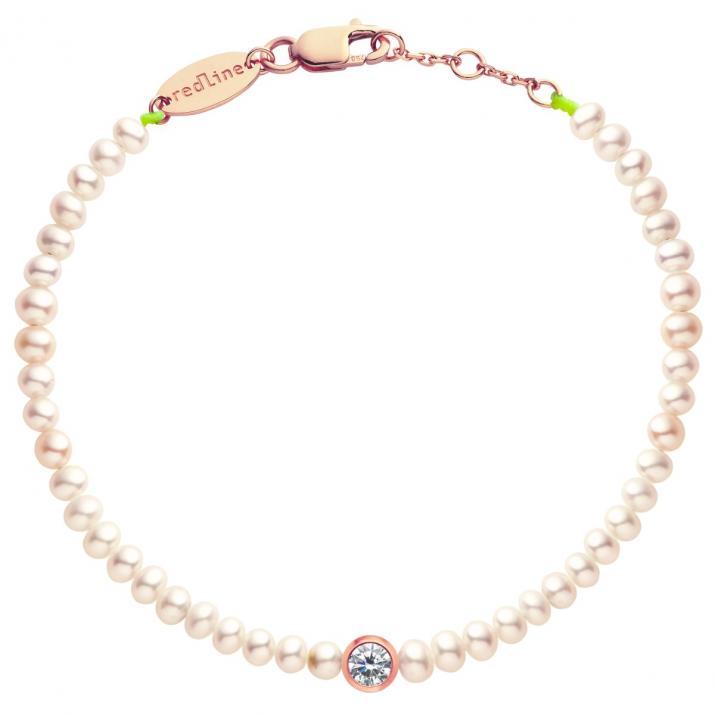 String Bracelet For Women with 0.20ct Round Diamond in Rose Gold Bezel Setting - Redline - 0++