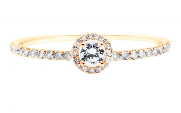 Ring band with 0.15ct diamond in rose gold prong setting - Redline - 0++
