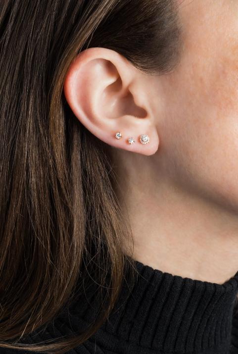 Earrings with 0.29ct diamond in rose gold prong setting - Redline - 0++