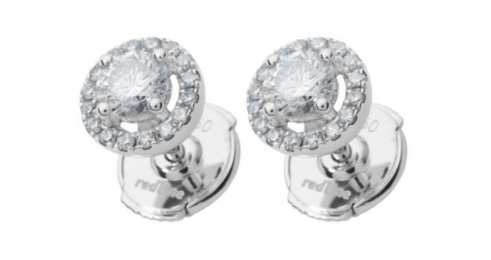 Earrings with 0.29ct diamond in white gold prong setting - Redline - 0++