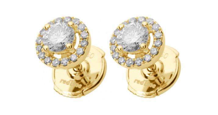 Earrings with 0.29ct diamond in yellow gold prong setting - Redline - 0++