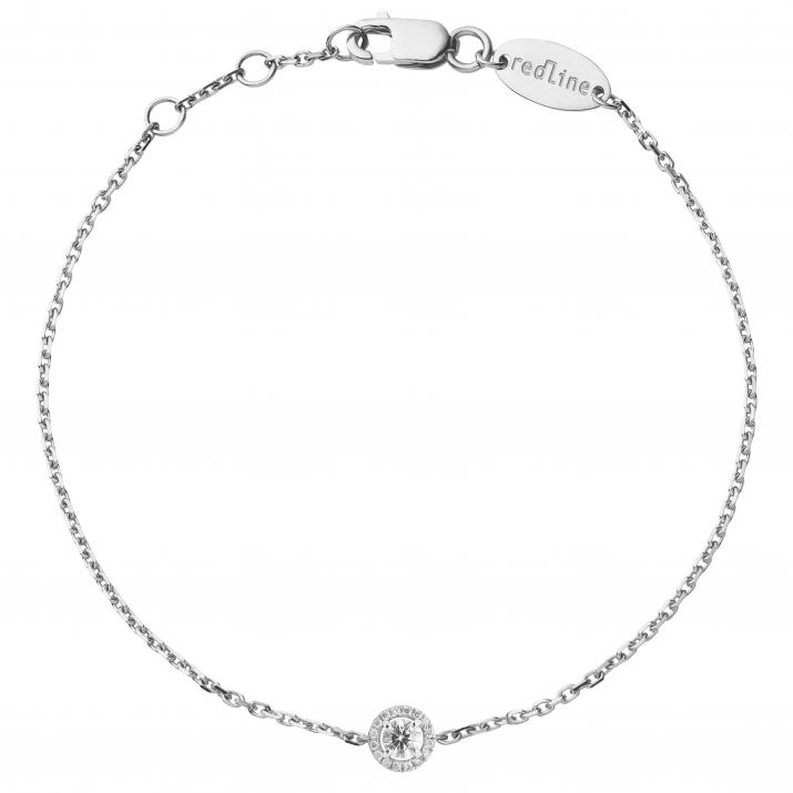 Chain Bracelet For Women with 0.19ct Round Diamond in White Gold Prong Setting - Redline