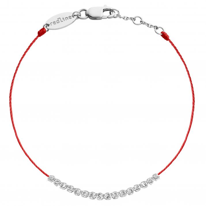 String bracelet with 0.29ct diamonds in white gold prong setting - Redline - 0++