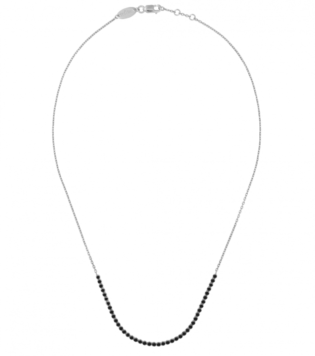 Chain necklace with 0.8ct black diamonds in white gold prong setting - Redline