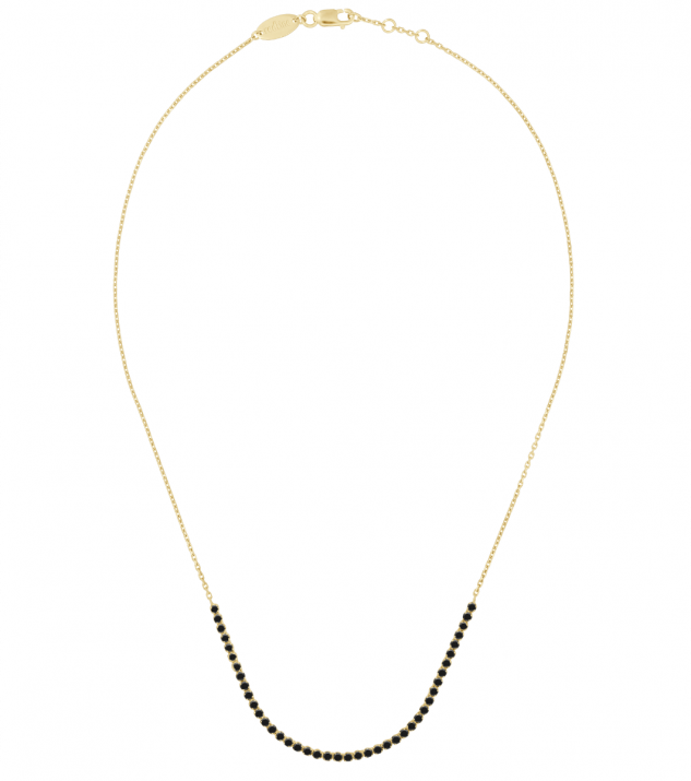 Chain necklace with 0.8ct black diamonds in yellow gold prong setting - Redline
