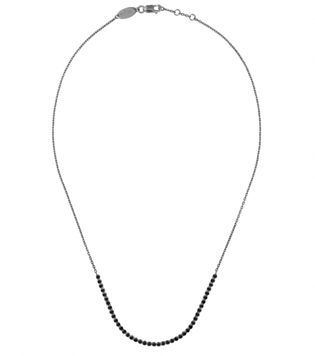 Chain necklace with 0.8ct black diamonds in black gold prong setting - Redline