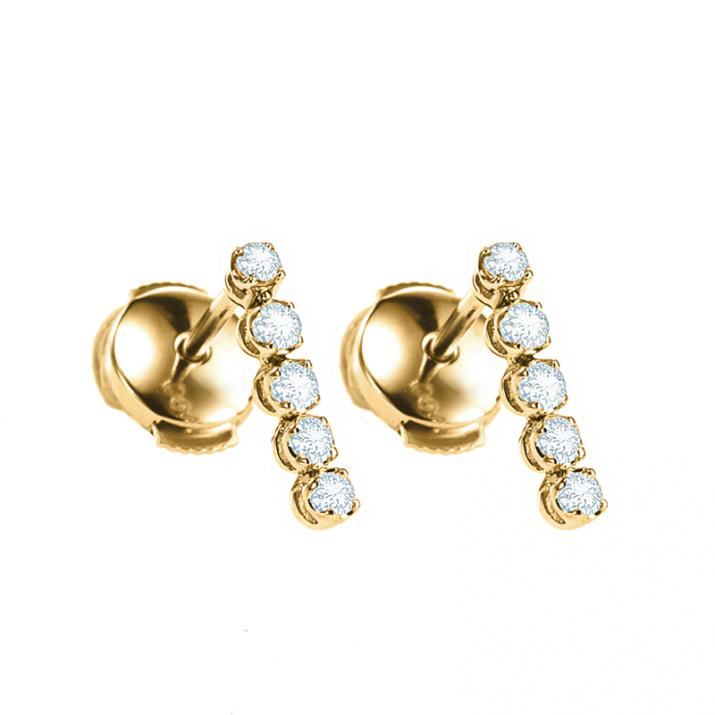 Earrings with 1.9ct diamonds in yellow gold prong setting - Redline