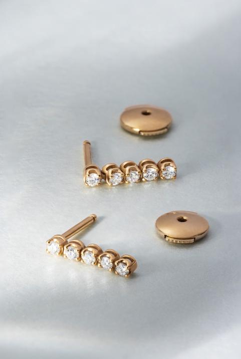 Earrings with 1.9ct diamonds in rose gold prong setting - Redline - 0++