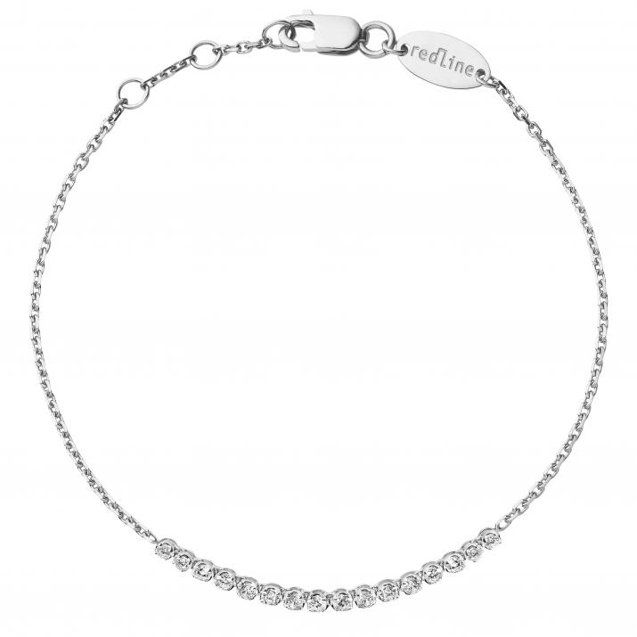 Chain bracelet with 0.29ct diamonds in white gold prong setting - Redline - 0++
