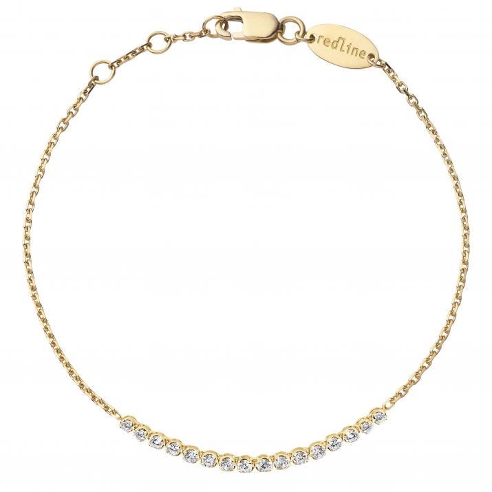 Chain bracelet with 0.29ct diamonds in yellow gold prong setting - Redline - 0++