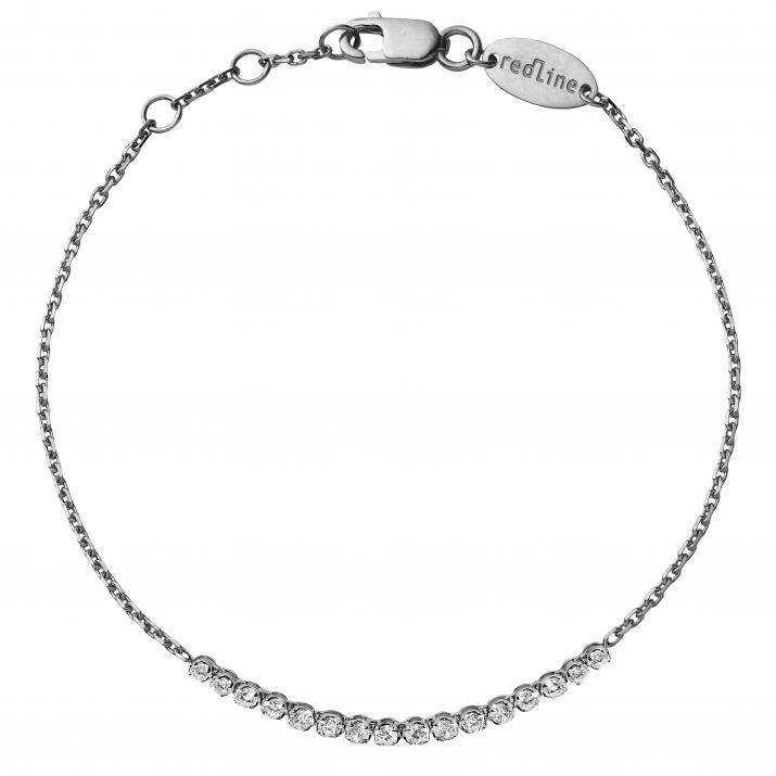 Chain bracelet with 0.29ct diamonds in black gold prong setting - Redline - 0++