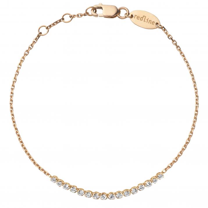 Chain bracelet with 0.29ct diamonds in rose gold prong setting - Redline - 0++