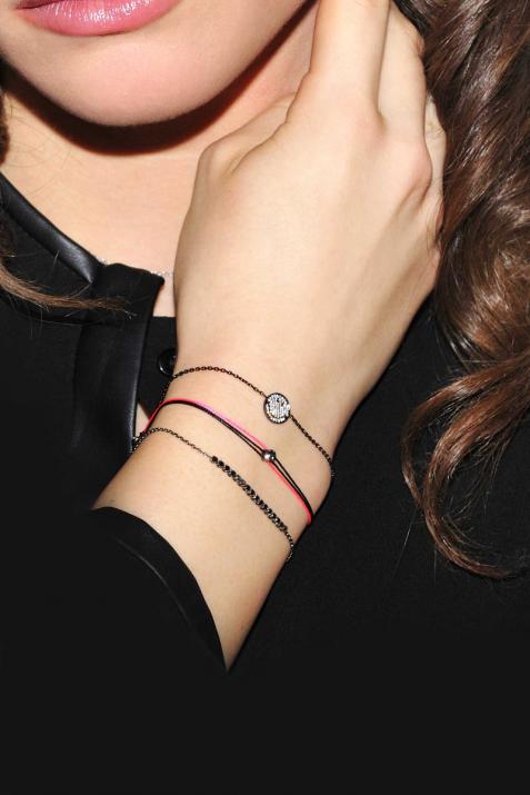 Chain bracelet with 0.3ct black diamonds in rose gold prong setting - Redline - 0++