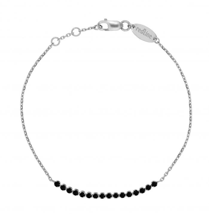 Chain bracelet with 0.3ct black diamonds in white gold prong setting - Redline - 0++