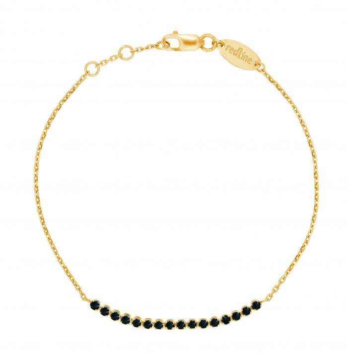 Chain bracelet with 0.3ct black diamonds in yellow gold prong setting - Redline - 0++