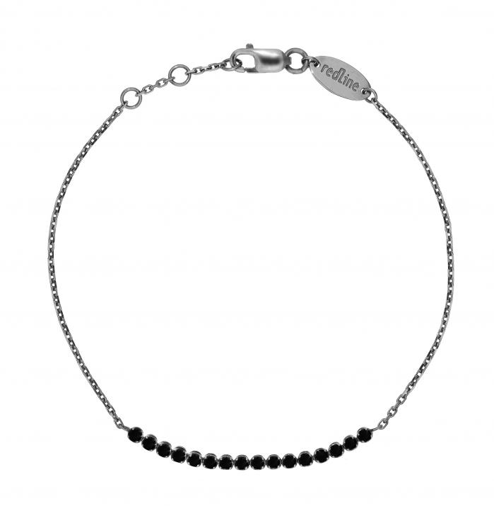 Chain bracelet with 0.3ct black diamonds in black gold prong setting - Redline - 0++
