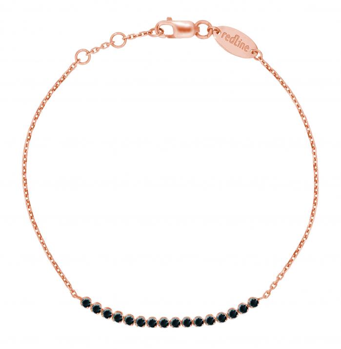 Chain bracelet with 0.3ct black diamonds in rose gold prong setting - Redline - 0++