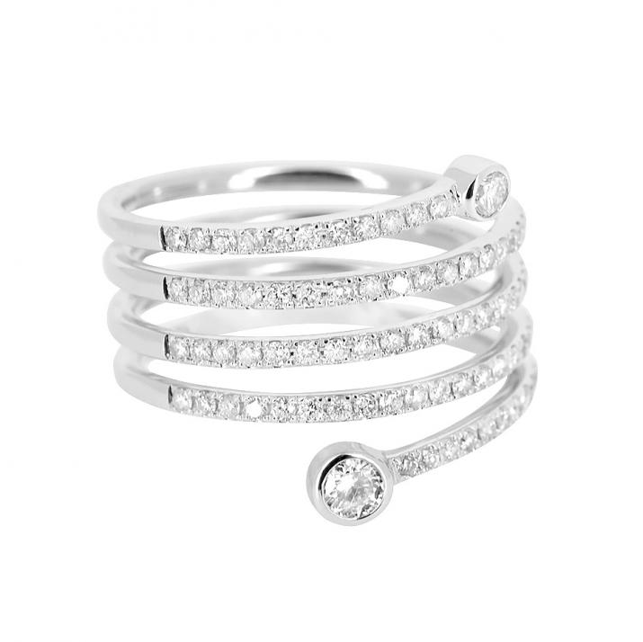 Ring with 0.65ct Round Diamond in White Gold Bezel Setting - Redline - 0++