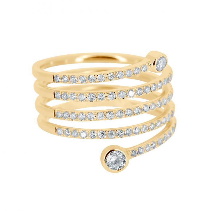 Ring with 0.65ct Round Diamond in Yellow Gold Bezel Setting - Redline - 0++