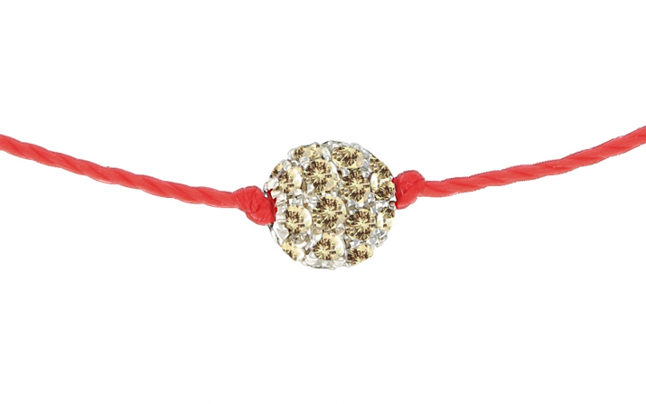 String Bracelet Pompon Brown Diamond White Gold RedLine Jewelry - Redline - 0++
