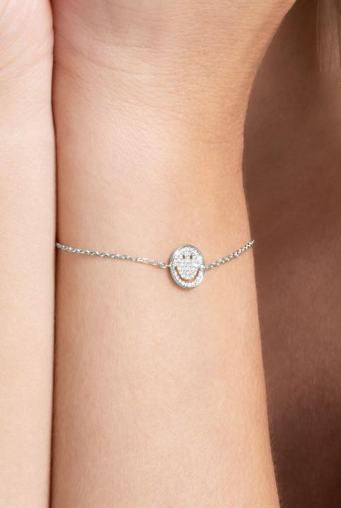White gold chain bracelet with diamond-paved smiley - Redline - 0++