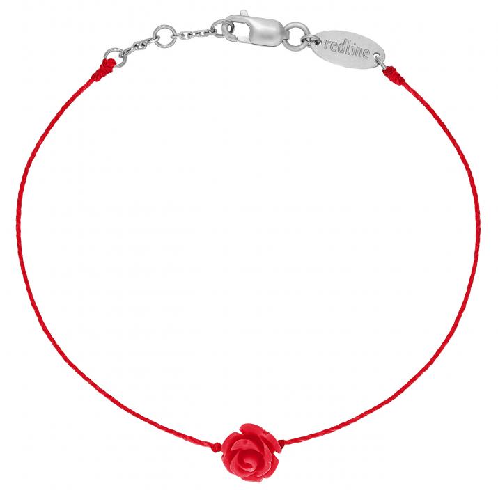 String bracelet in white gold with flower - Redline