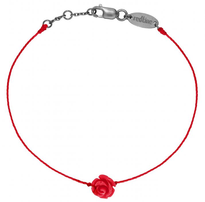 String bracelet in black gold with flower - Redline