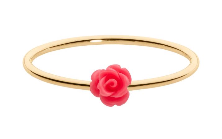 Yellow gold ring band with flower - Redline - 0++