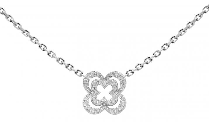 Chain Necklace For Women with 0.32ct Round Diamond in White Gold Pavé Setting - Redline