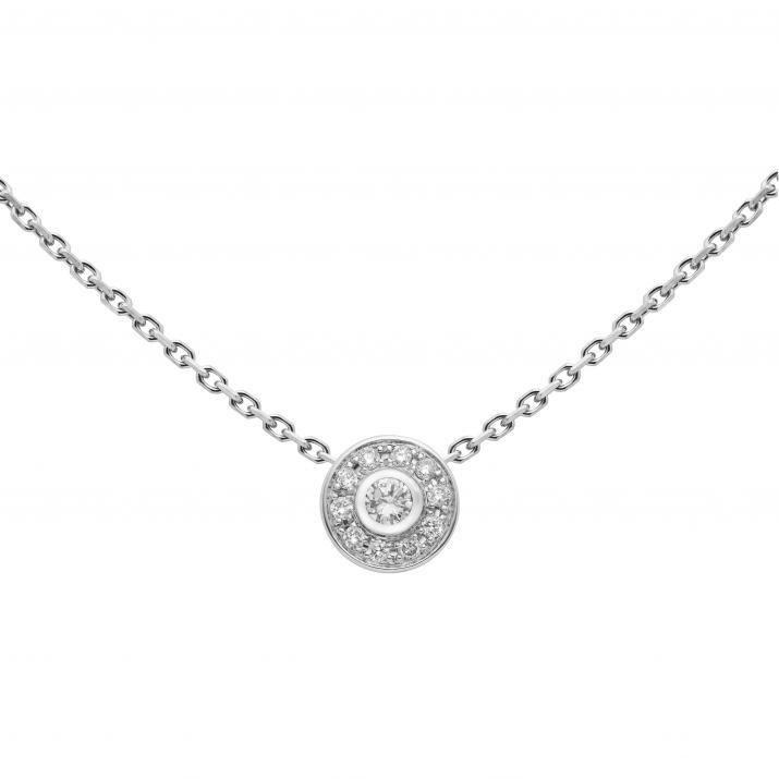 Chain Necklace For Women with 0.09ct Round Diamond in White Gold Bezel Setting - Redline - 0++