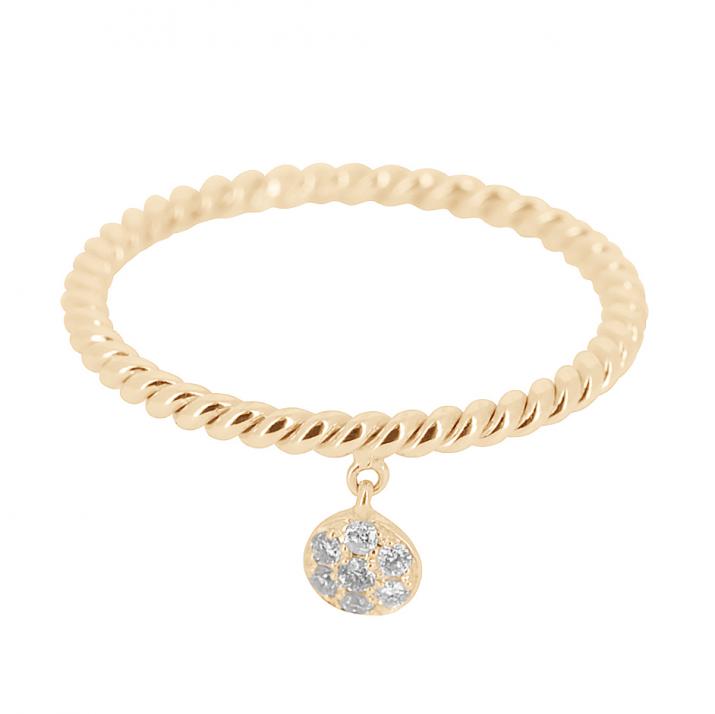 Ring with 0.06ct Round Diamond in Rose Gold Cluster Setting - Redline - 0++