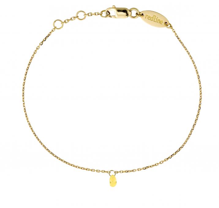 Chain bracelet with coloured sapphire in yellow gold prong setting - Redline - 0++