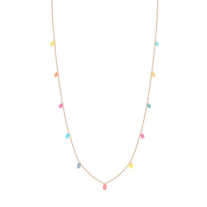 Rose gold long necklace with coloured sapphires - Redline