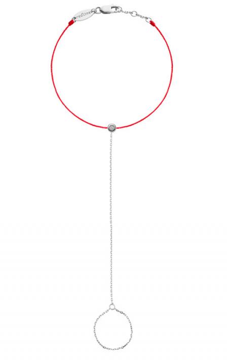 String and chain bracelet with 0.02ct diamond in white gold bezel setting - Redline - 0++