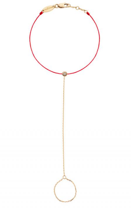 String and chain bracelet with 0.02ct diamond in yellow gold bezel setting - Redline - 0++