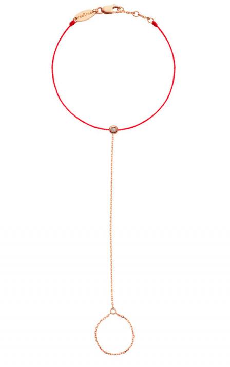 String and chain bracelet with 0.02ct diamond in rose gold bezel setting - Redline - 0++